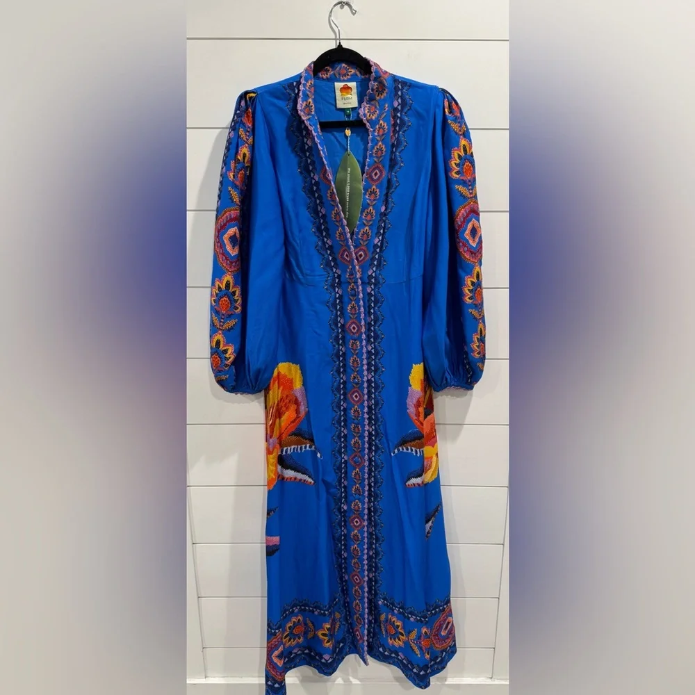 NWT Farm Rio Lucy blue floral tapestry maxi dress - Picture 5 of 10
